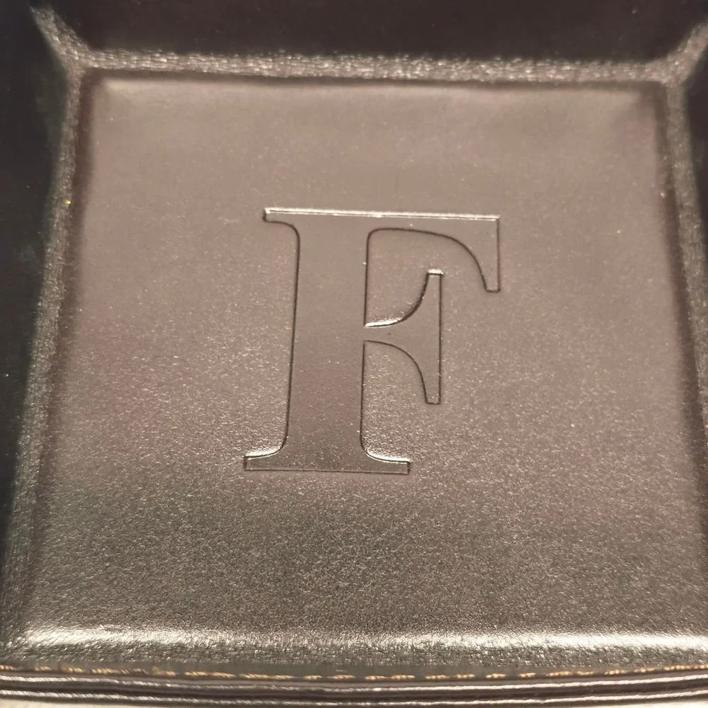 Genuine Brown Leather Valet Tray Trinket Dish Personalized With Letter 